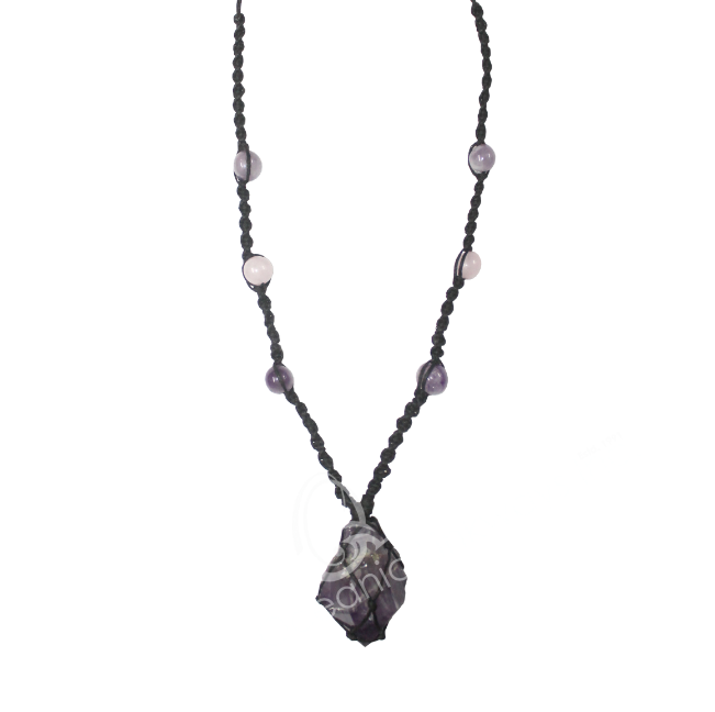 Oceanic - Amethyst Point w/Beaded Cord Necklace