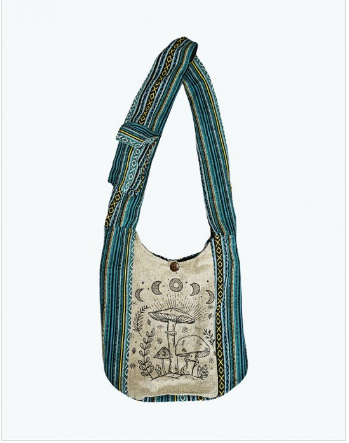 Kanthmandu - Shrooms & Moon Phase Stripes HoBo Bag