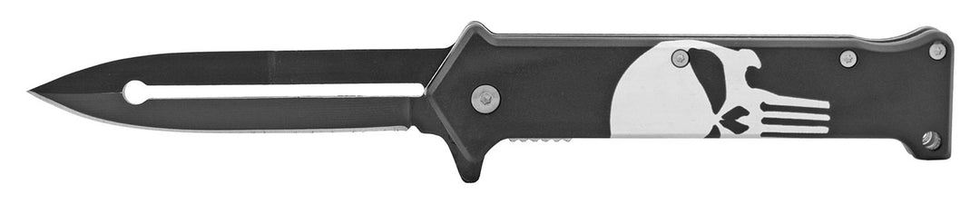 4.6" Punisher Skull Stiletto Folding Knife