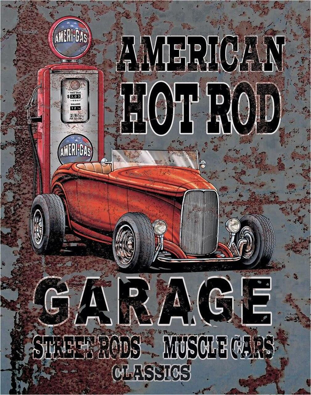 American Gas Hot Rod Tin Sign