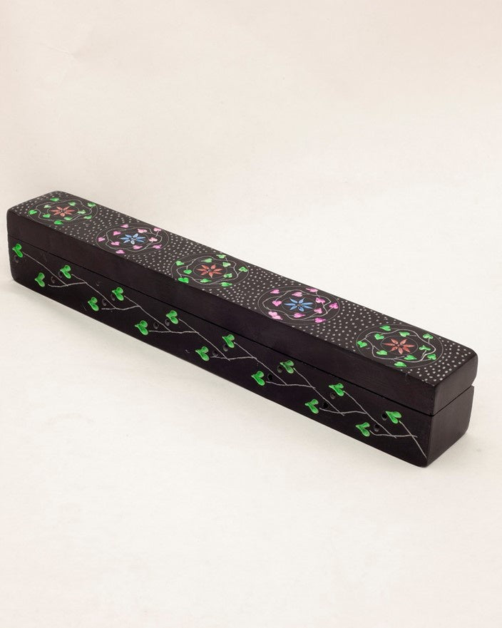 Soapstone Box Incense Burner - Colored Flowers