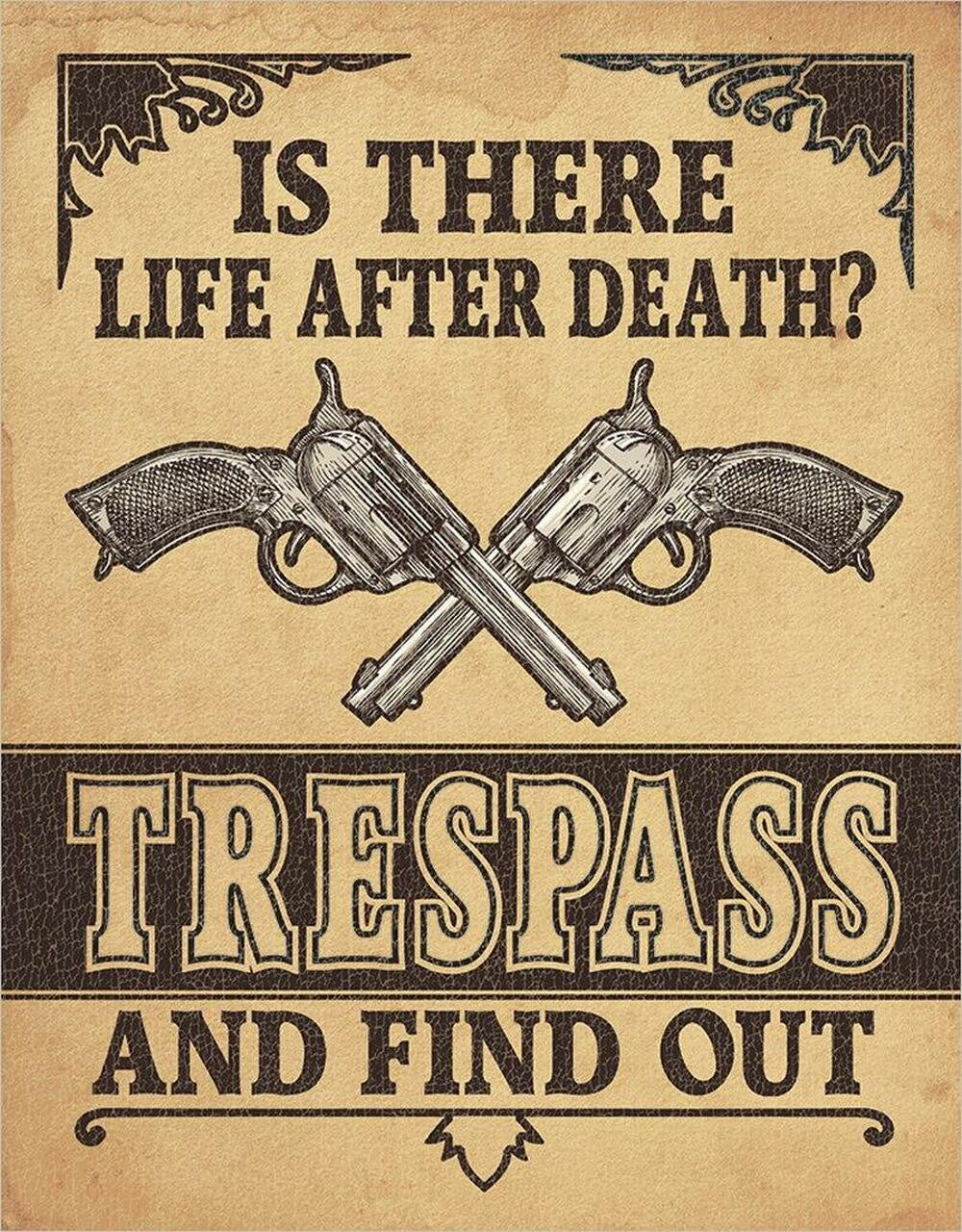 Is There Life After Death? Tresspass and Find Out - Tin Sign