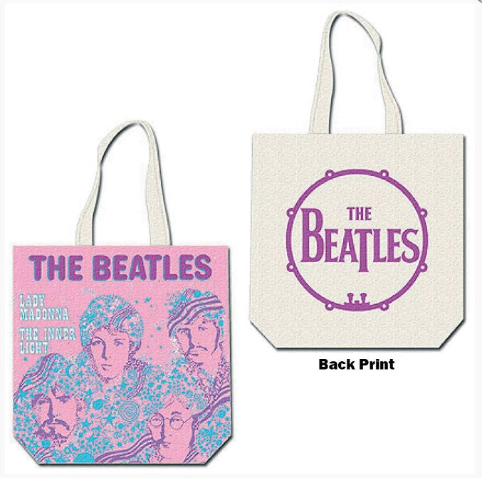Rock Off - The Beatles "Lady Madonna" Pink/White Tote Bag