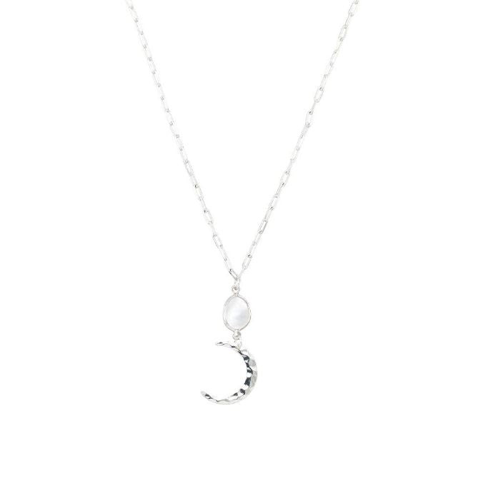 Viva Life - Silver Hammered Moon Necklace
