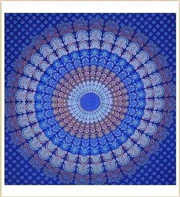 India Arts - Double Size Peacock Mandala Tapestry