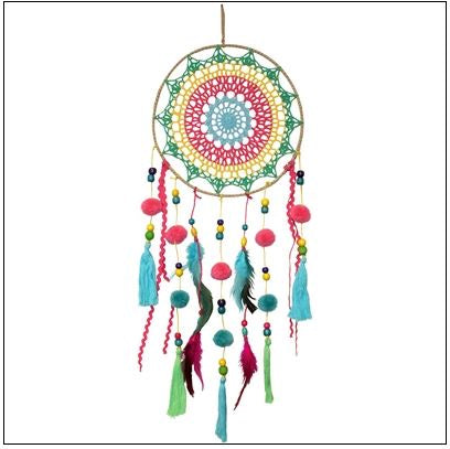 World Buyers - Colorful Crochet w/PomPoms & Dreamcatcher
