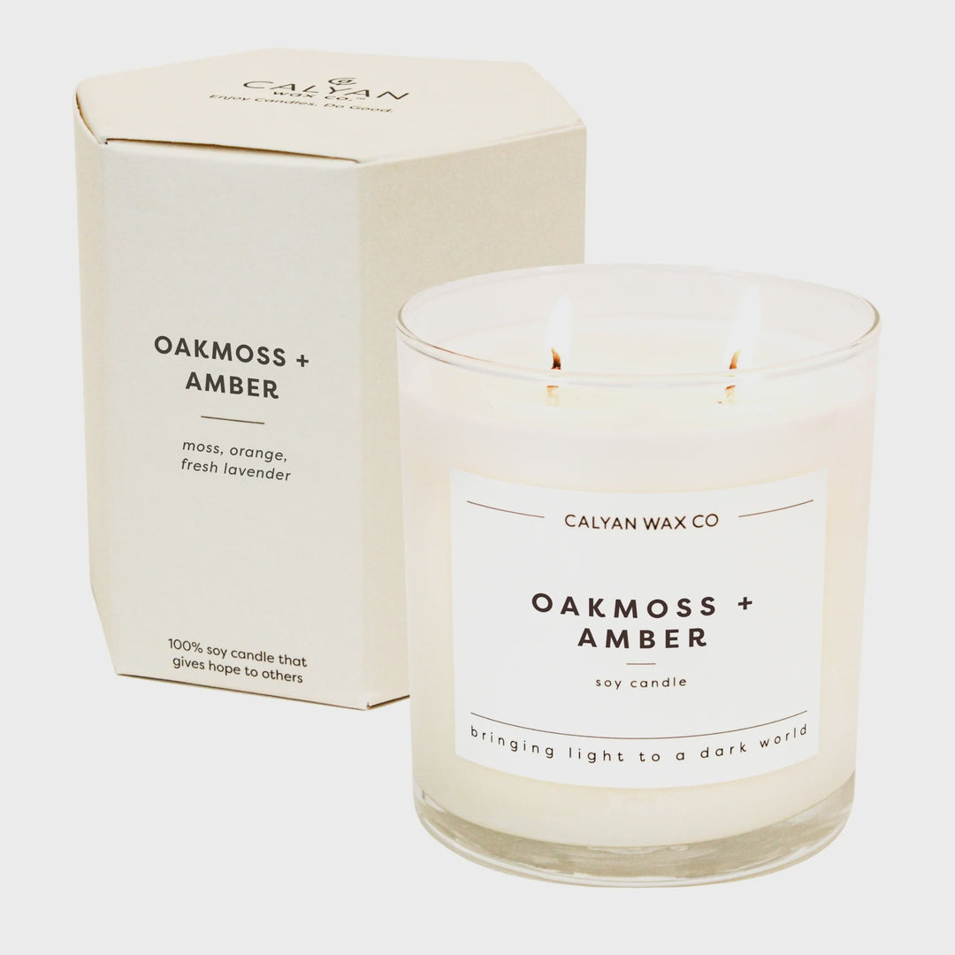Oakmoss + Amber Glass Tumbler Soy Candle 8.8oz
