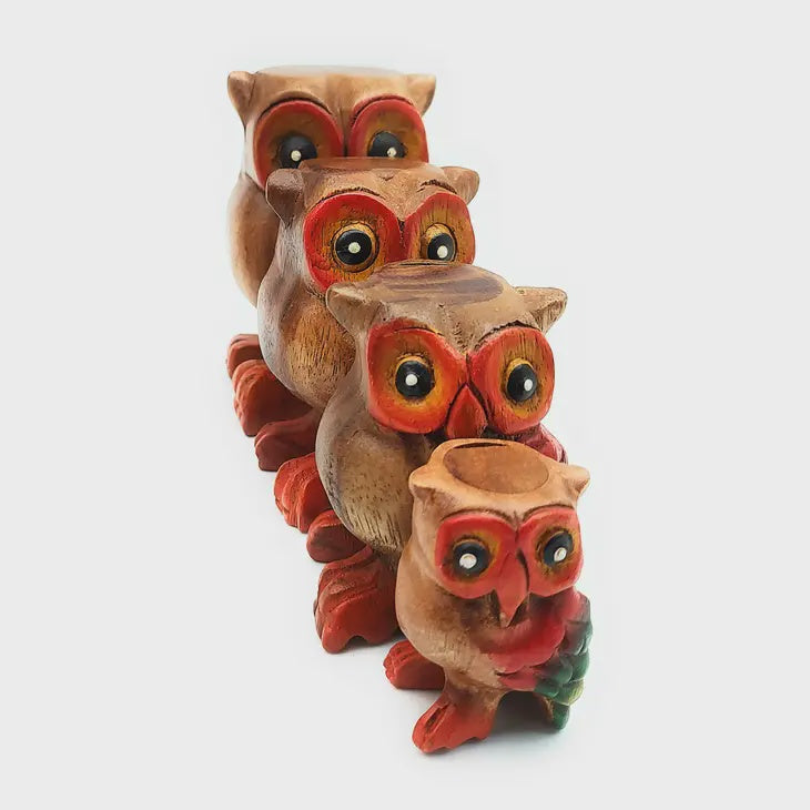 Colored Wooden Hooting Owl