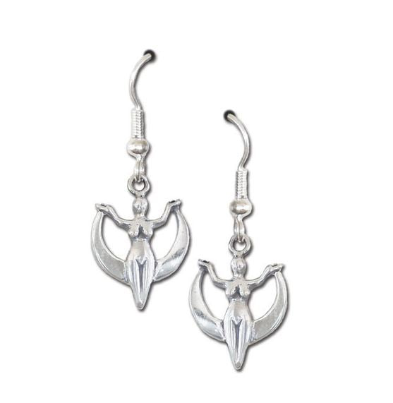 Deva - Crescent Moon Goddess Sterling Silver Earrings