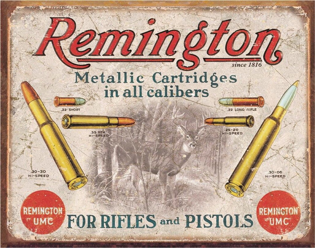 REM - For Rifles & Pistols Tin Sign