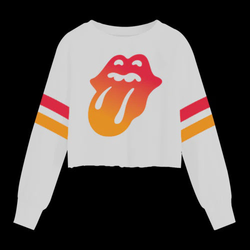 The Rolling Stones Gradient Stripes LS Crop Top