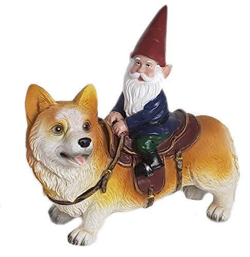 Funny Guy - Gnome Riding Corgi Statue