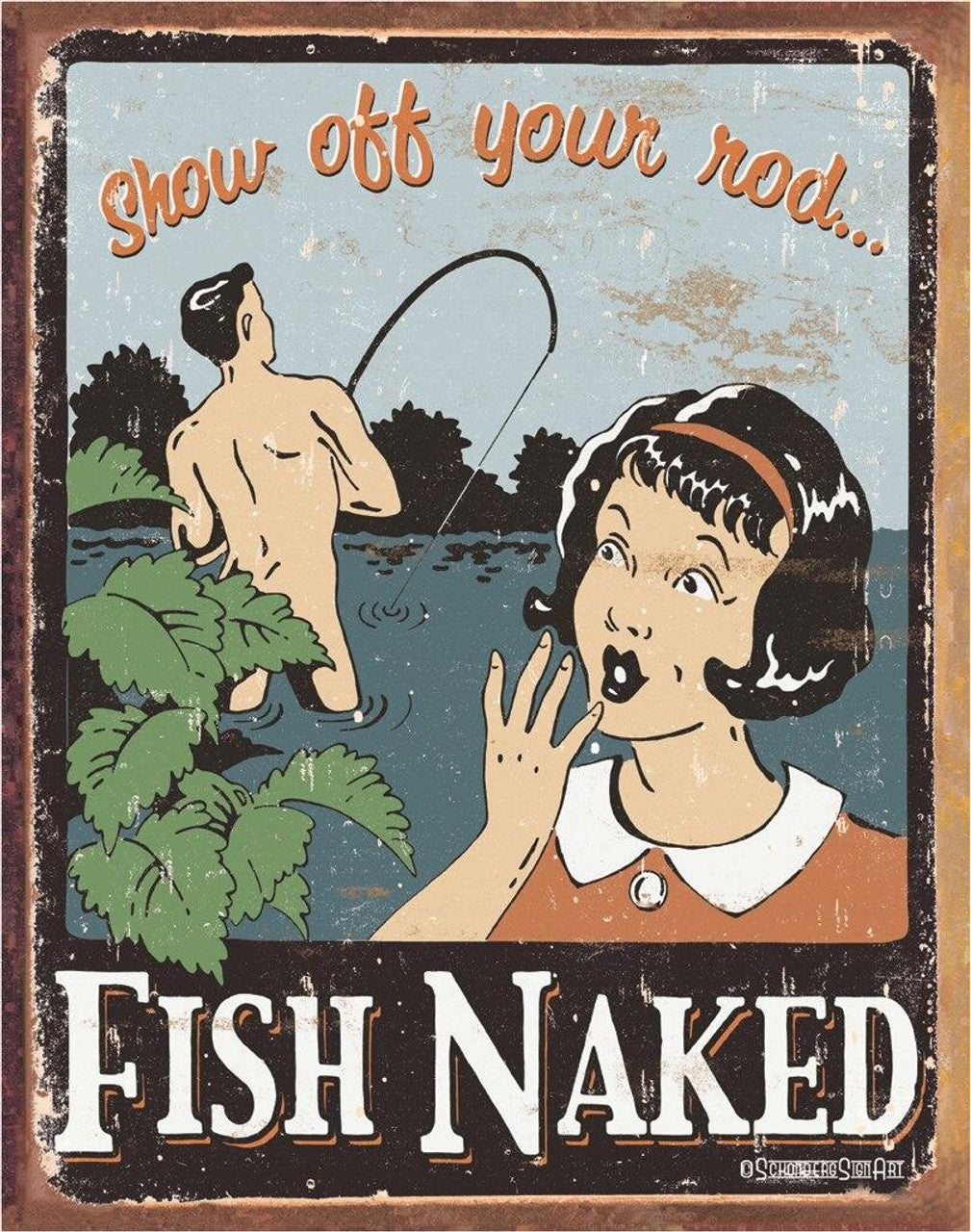 Schonberg- Fish Naked Tin Sign