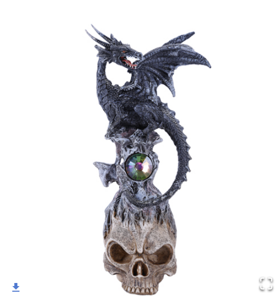 Pacific - Dragon on Jeweled Skull Statue 11166