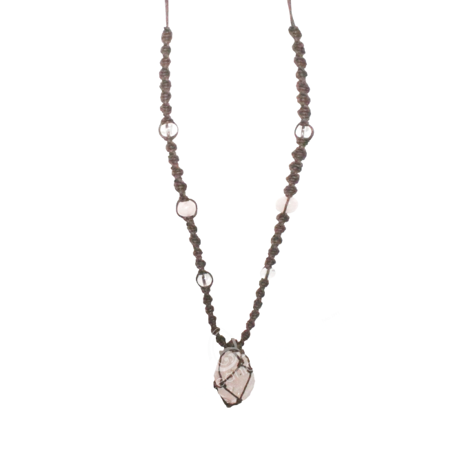 Oceanic - Rose Quartz Point w/Beaded Cord Necklace