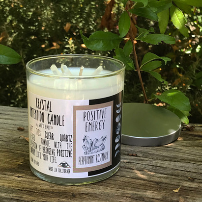 Wick'd Bean - Positive Energy Crystal Intention Candle 11oz