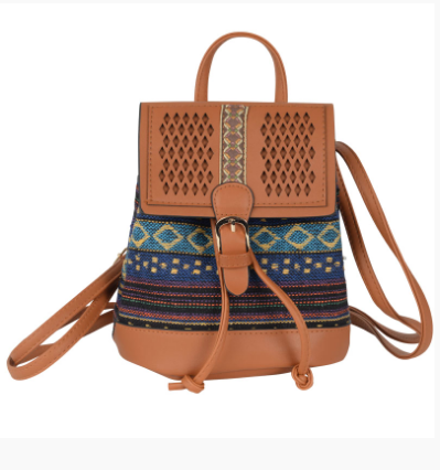 Small Multi Stripe Vegan Leather Backpack