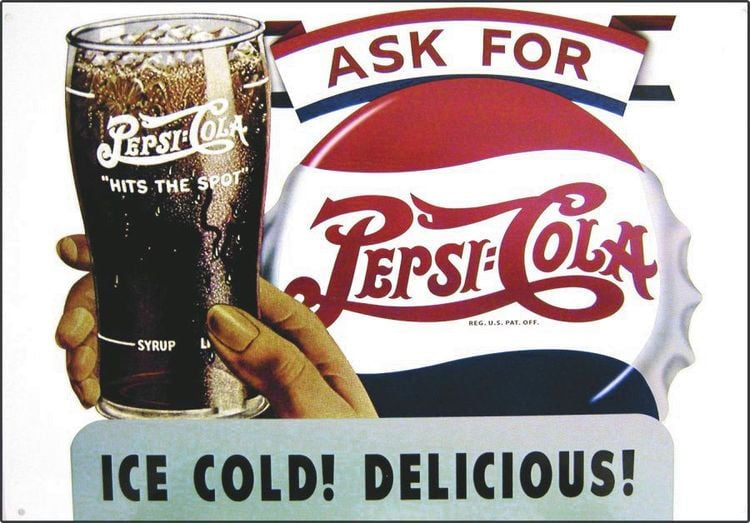 Pepsi Ask For Delicious Metal Sign