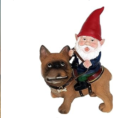 Gnome & French Bulldog Statue