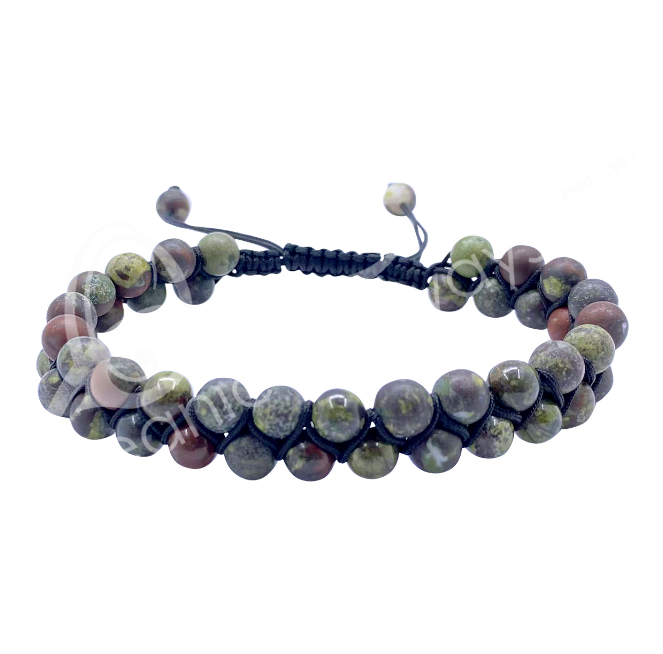 Oceanic - Dragonblood Jasper Double Row Adjustable Beaded Bracelet