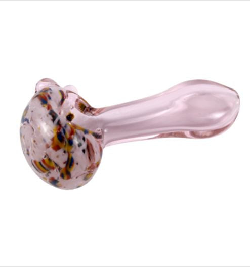 Skeye - 4" Pink w/Frit Glass Spoon