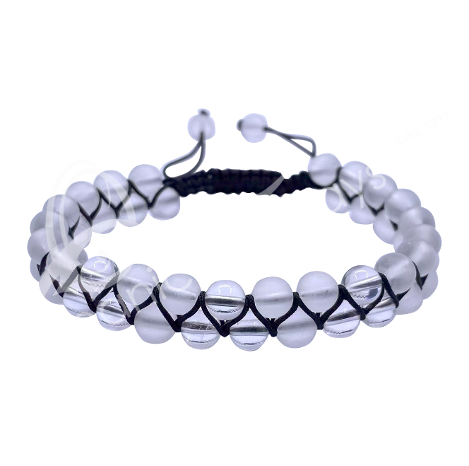 Oceanic - Quartz Crystal Double Row Adjustable Beaded Bracelet