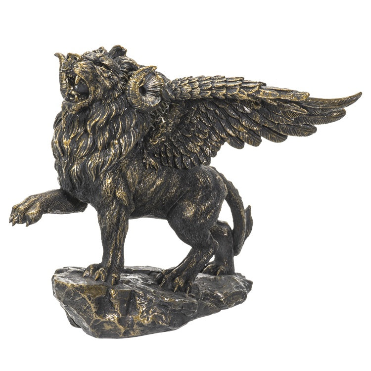 Pacific - Gold Brushed Horned Chimera Statue